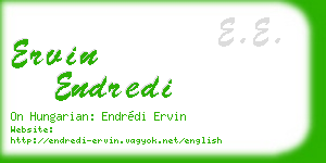ervin endredi business card